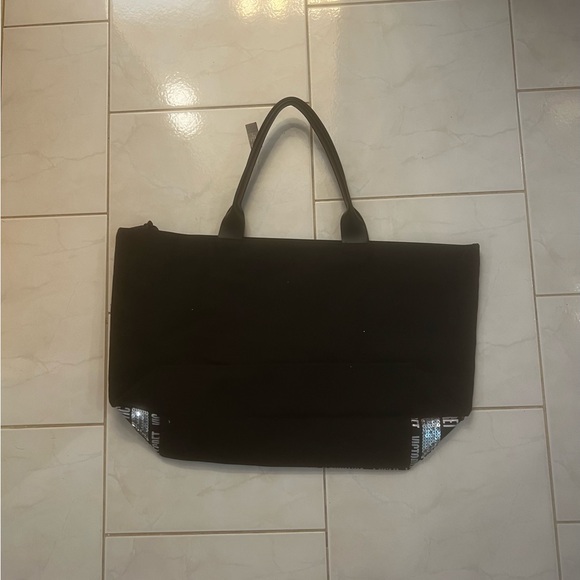 Victoria's Secret Women’s Black and Silver Zipper Tote - Picture 2 of 4